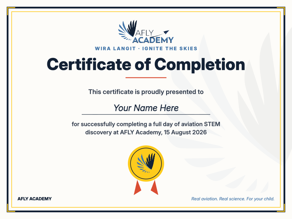 AFLY Academy certificate of completion